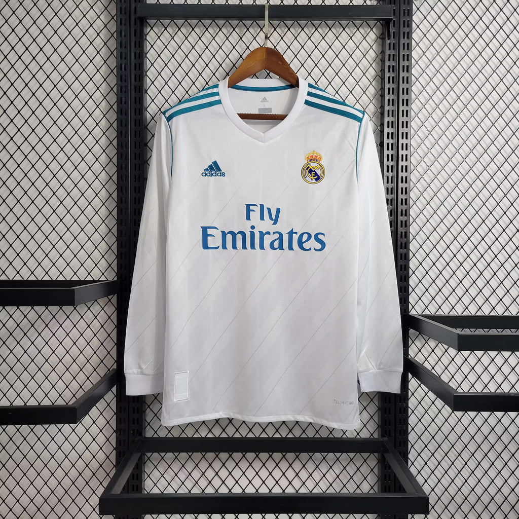 Retro Real Madrid Long Sleeve Jersey – Classic Vintage Football Shirt | White Edition